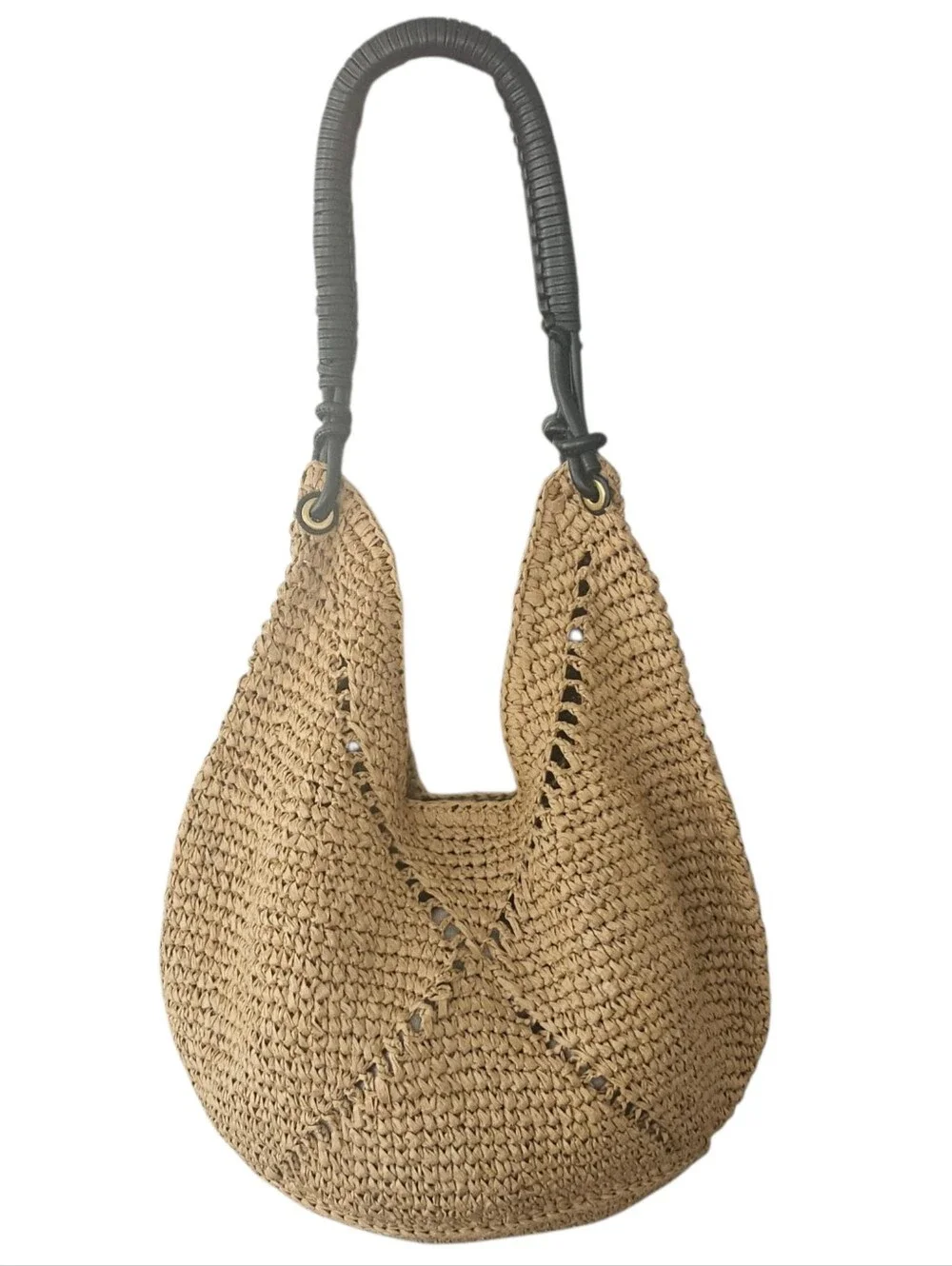 Madewell The Camren Straw Bag With Black Handwoven Leather Handle